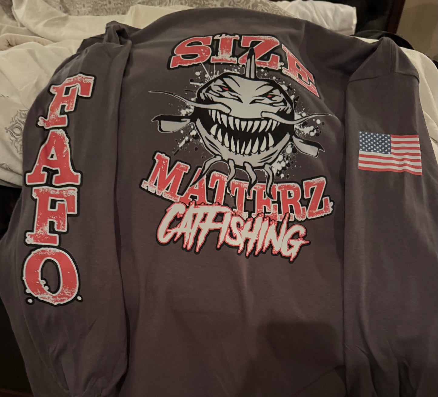 Long Sleeve Size Matters Catfishing Shirt